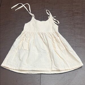 Cream Sleeveless Dress with Pockets